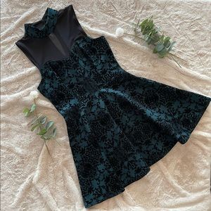 Emerald & Black Party Dress